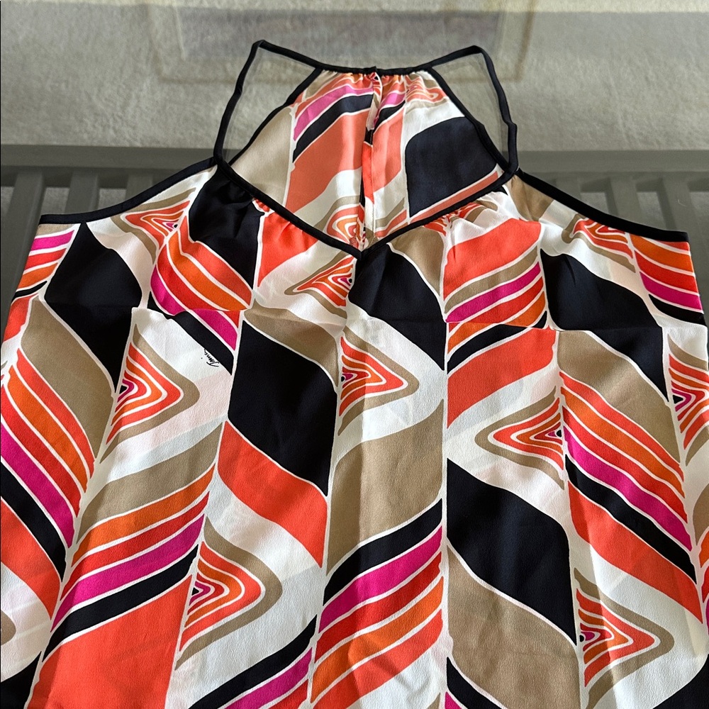 Trina Turk~M~Tank Top ModWave Silk Racerback Blouse Shirt ~Add Blazer - Picture 12 of 12
